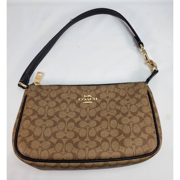 Coach Women Nolita Bag Gold Khaki Black CS445 Monogram Logo Signature Canvas - Picture 1 of 9